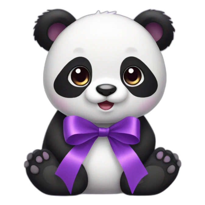 panda cute purple ribbon sticker