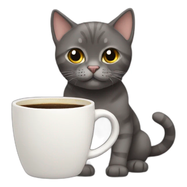 British short hair drinking a coffee sticker