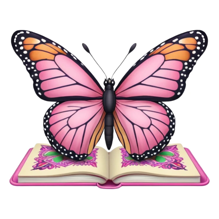 pink butterfly on notebook sticker