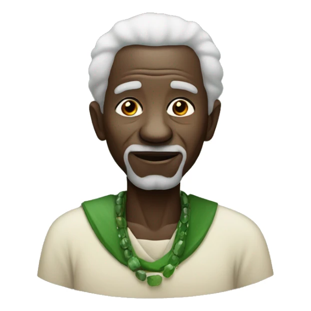 Old african man with green stone sticker