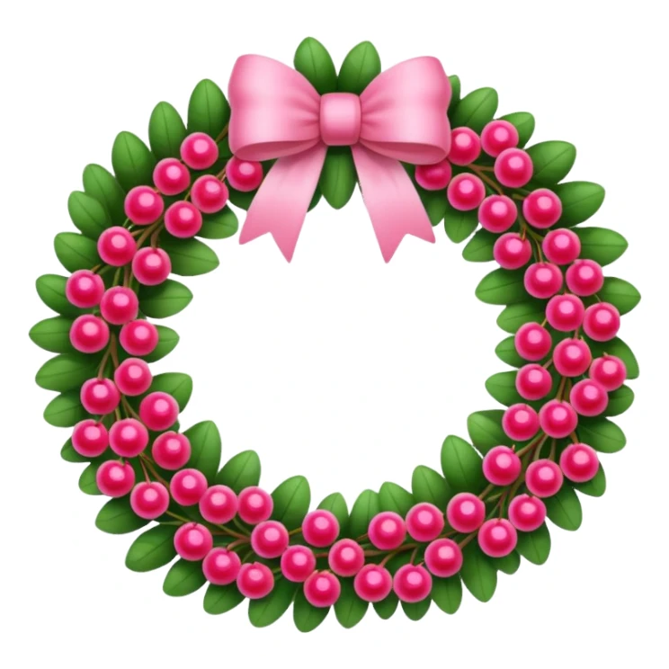 pink ornament wreath with berries sticker