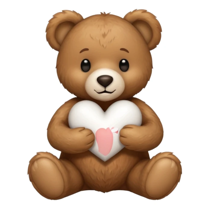 Teddy bear hugging a white heart sticker