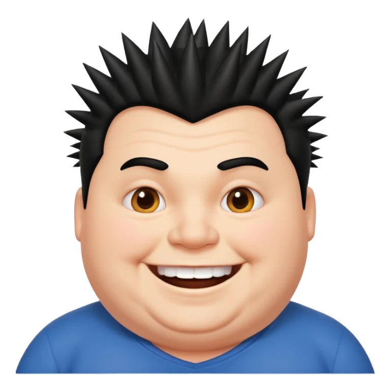 fat spiky haired happy man sticker