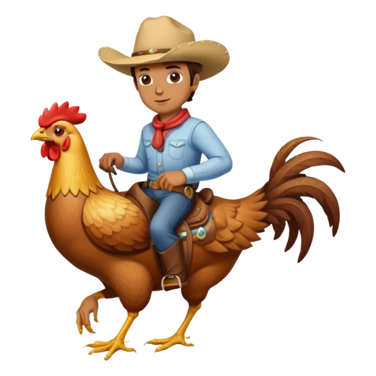 Man riding a chicken like a horse sticker