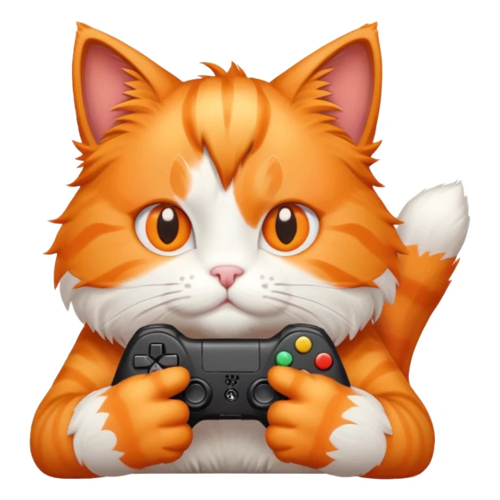 orange cat playing video games sticker