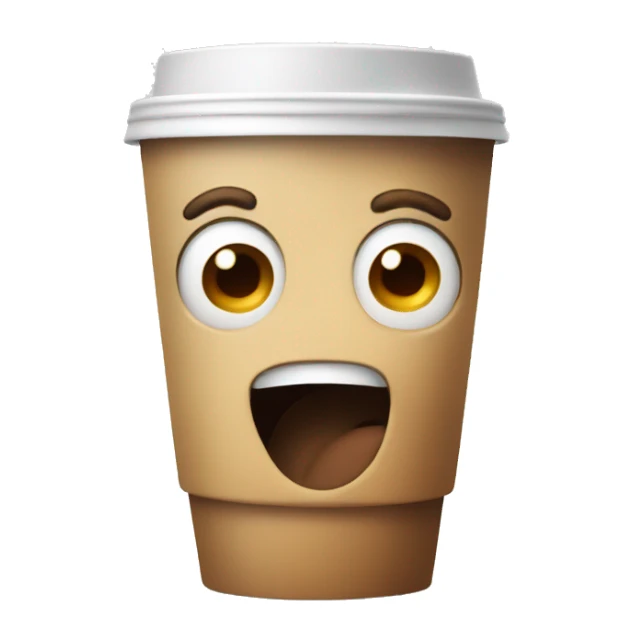 happy shocked face drinking coffee sticker