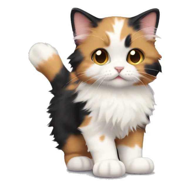 Calico-kitten-full body-fluffy-slightly chonky sticker