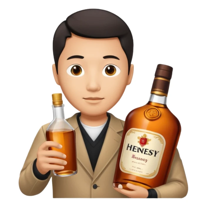 Asian man with hennessy sticker