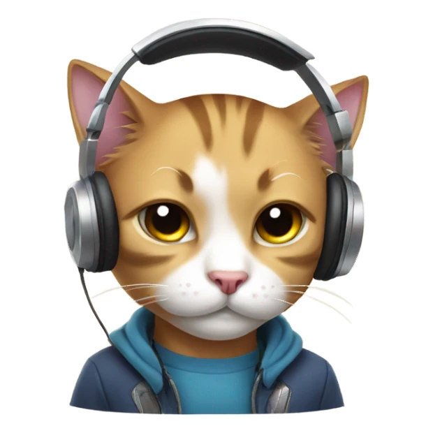 cat gamer with headphones is crying sticker