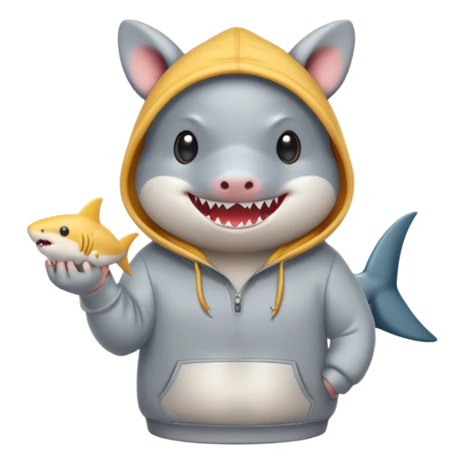 Shark with hamster hoodie sticker
