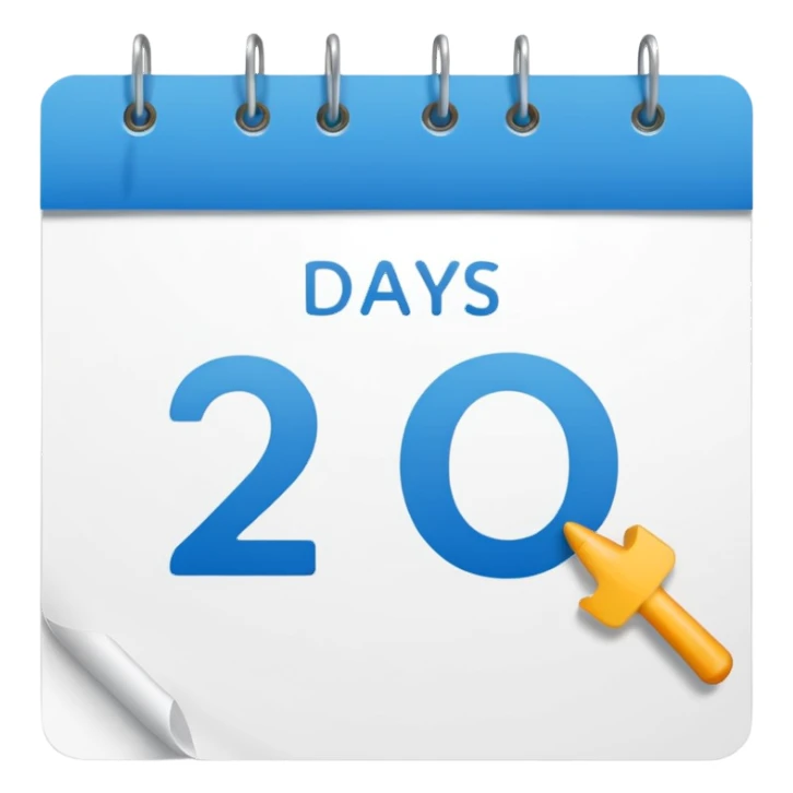 calendar page with the words '2 days' sticker