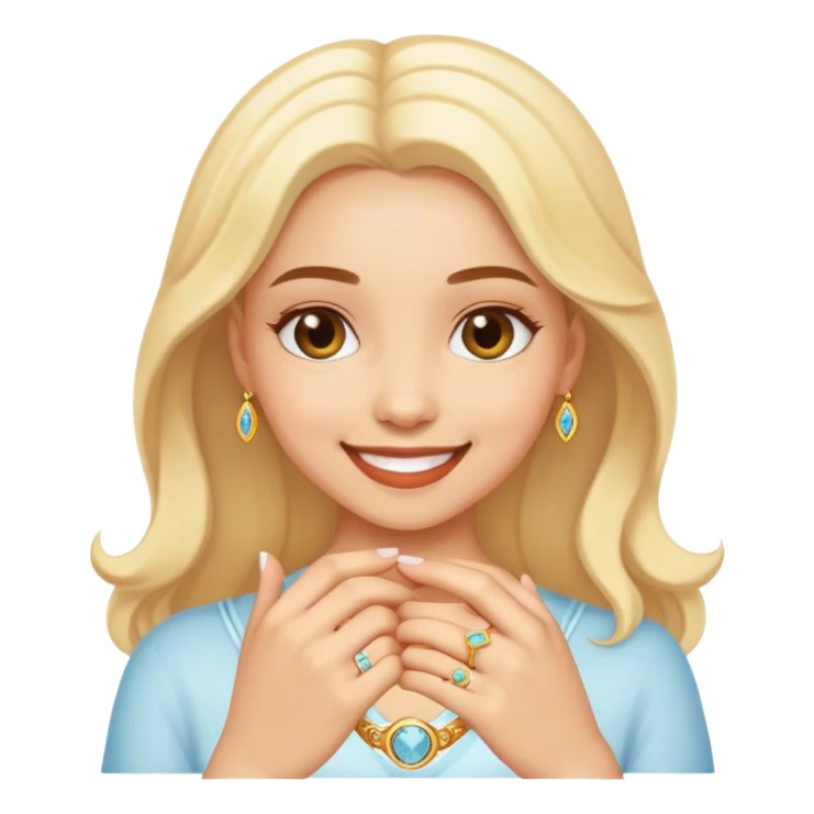 smiling girl with ring sticker