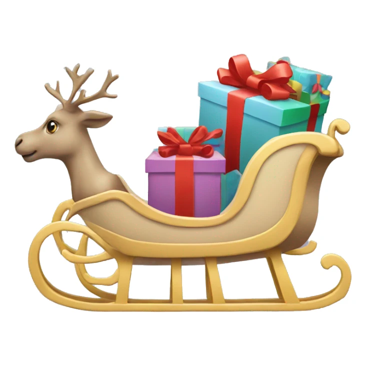 beige sleigh with gifts sticker