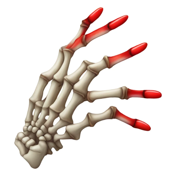 skeleton hand with long red nails sticker