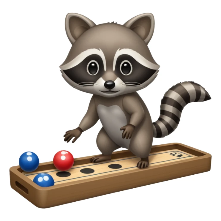 Raccoon playing deck shuffleboard sticker