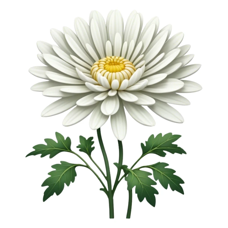 single White Chrysanthemum, straight stem sticker