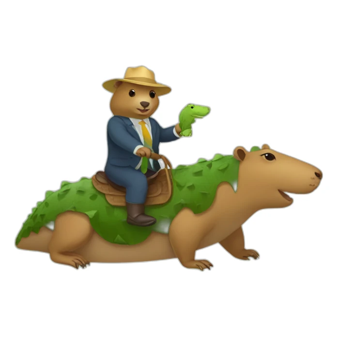 Capybara riding a crocodile sticker