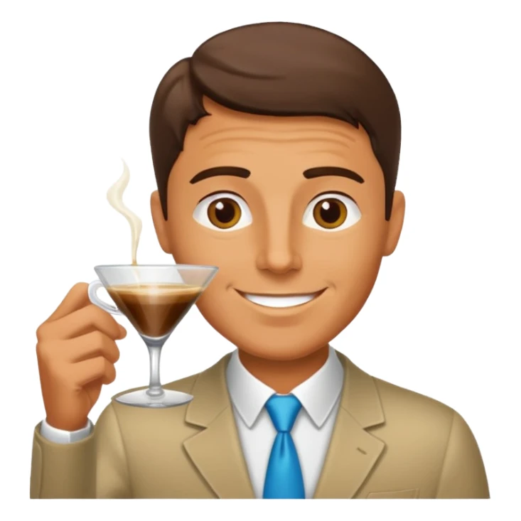 Happy guy drinking a coffee in martini glass sticker