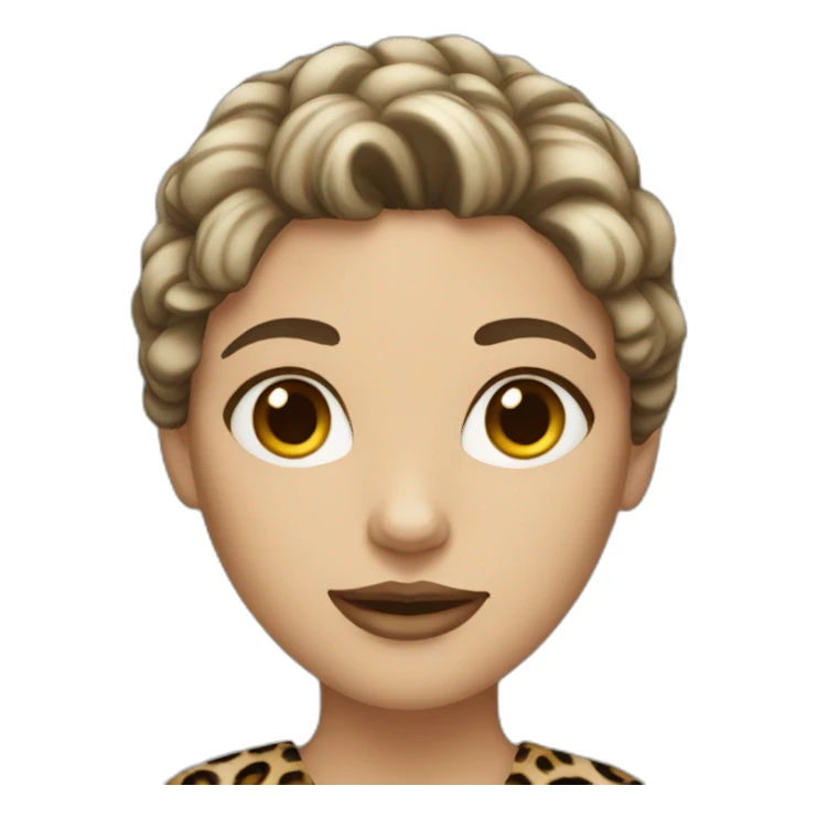 dark-haired white woman dressed in leopard sticker