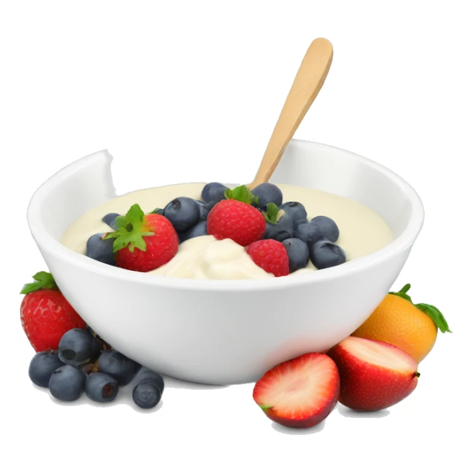 Yoghurt bowl with fruit sticker