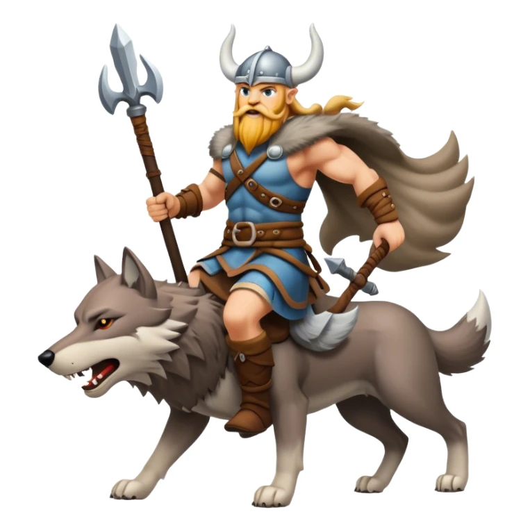 Viking Warrior Riding A Wolf  sticker