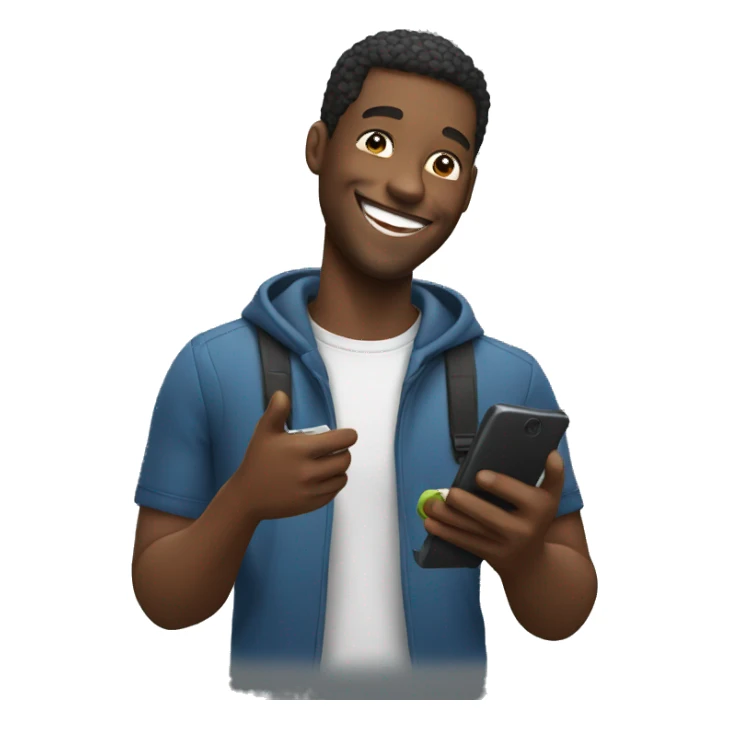 happy black man with smartphone sticker