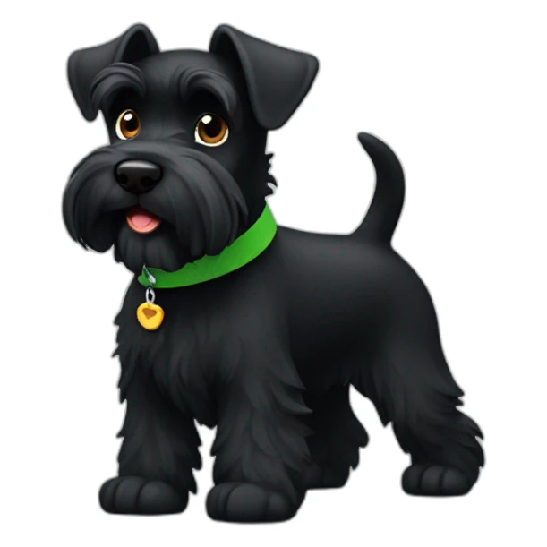 Black Schnauzer with green collar runs sticker
