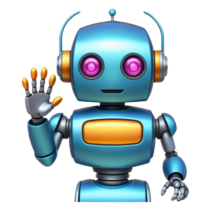 vibrant and friendly robot character sticker