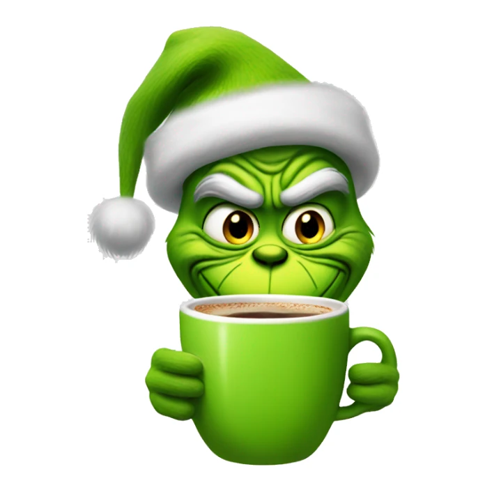 Grinch sipping coffee sticker
