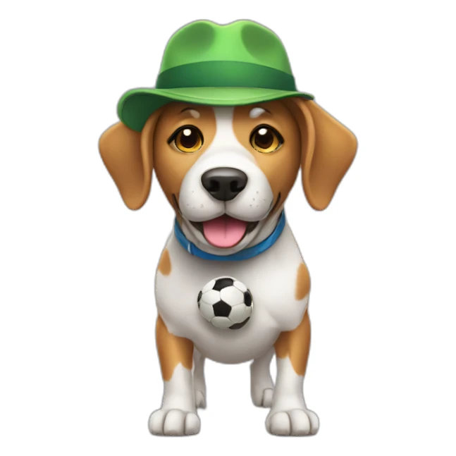 Dog with a hat playing soccer sticker