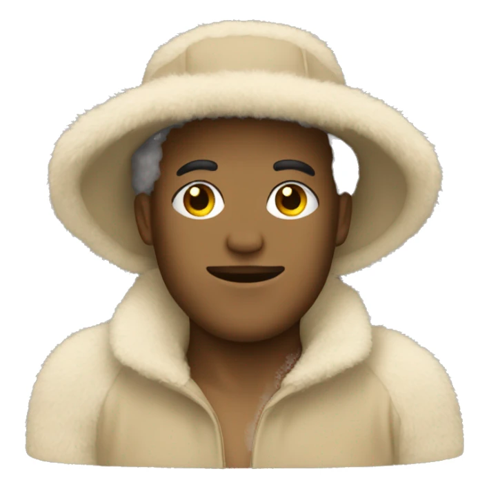 beige fluffy bucket hat sticker