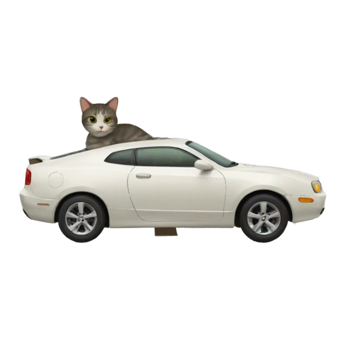cat and car and tree sticker