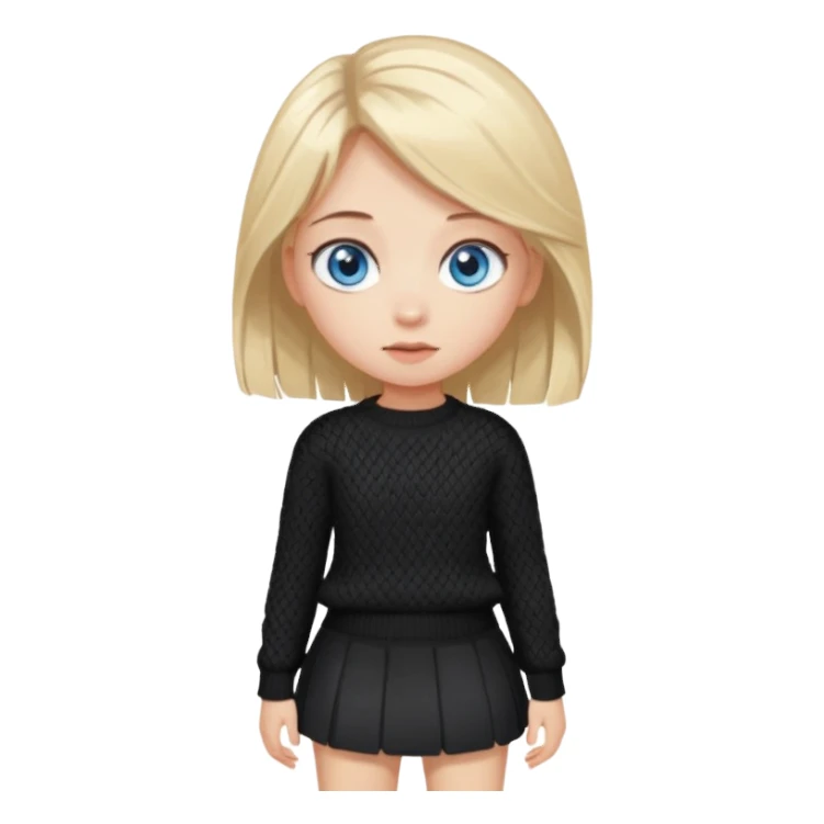 девушка с русыми волосами, голубыми глазами, в черной короткой юбке и вязаной черной кофте с дырками, в белых кедах sticker