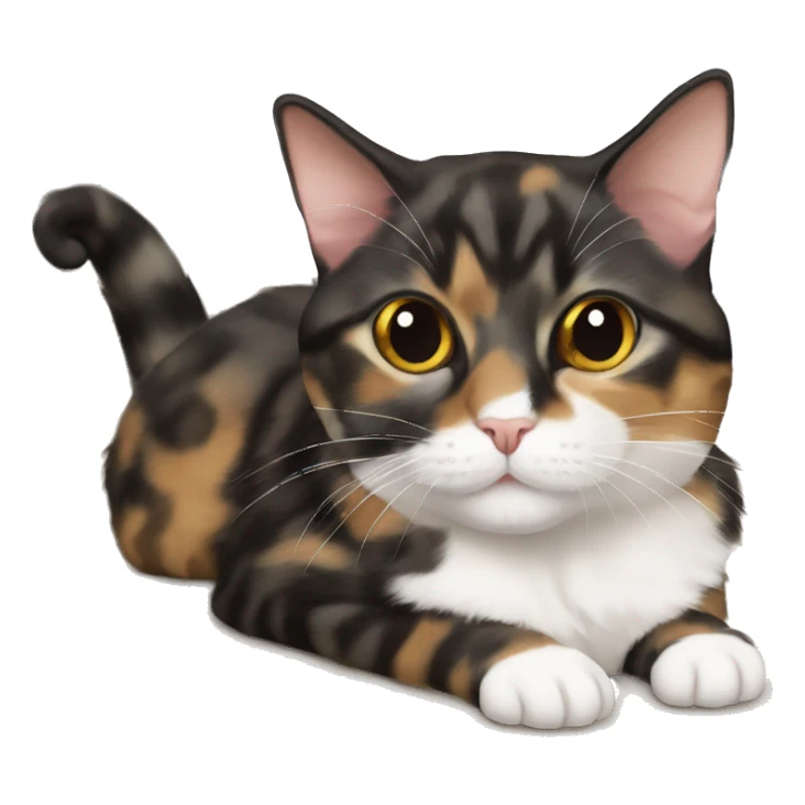 Tortie munchkin cat laying sticker
