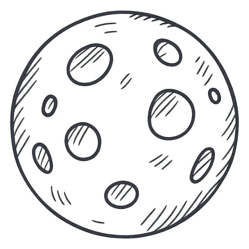 hand-drawn outlined blood moon icon sticker