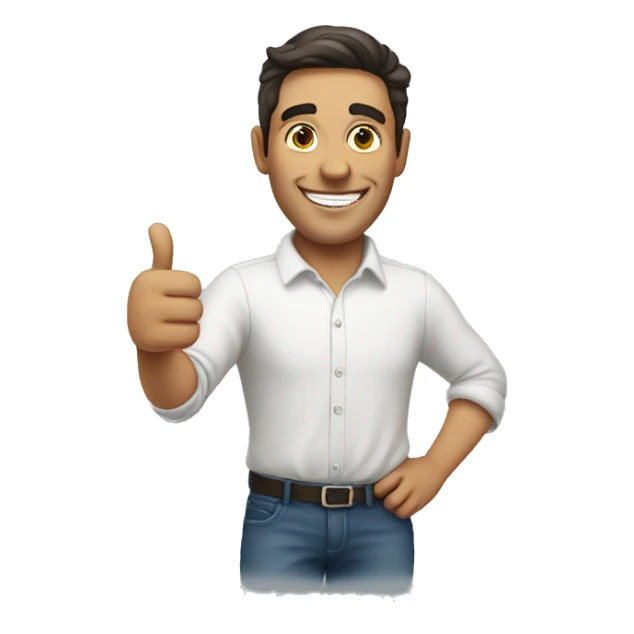 Smiling Spanish man showing thumbs up  sticker