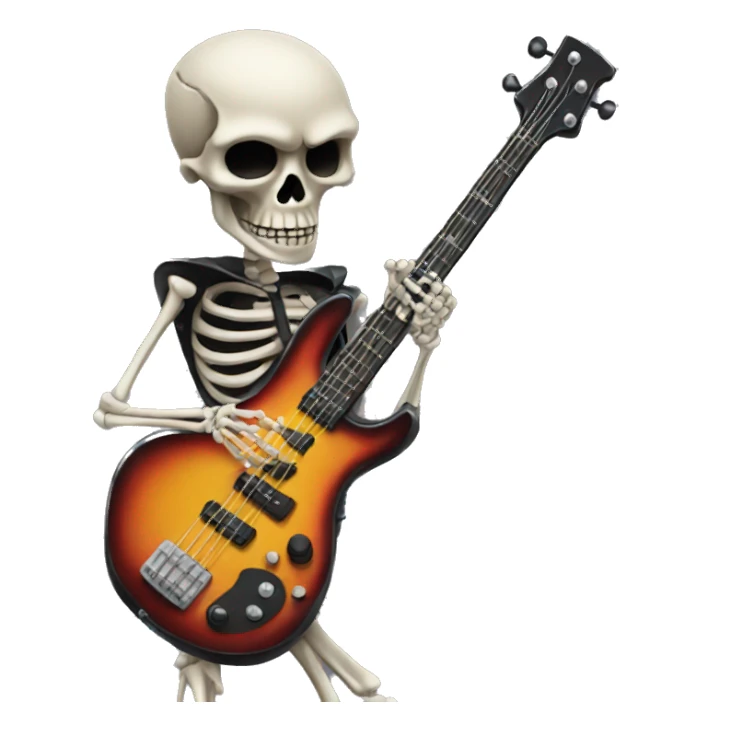 Skeleton playing bass guitar sticker