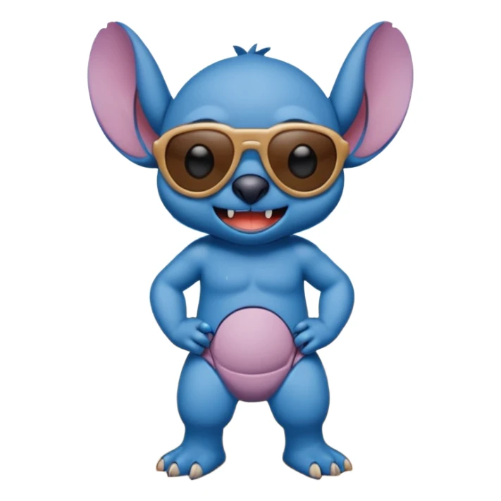 Stitch walking on the beach and saying hello sticker