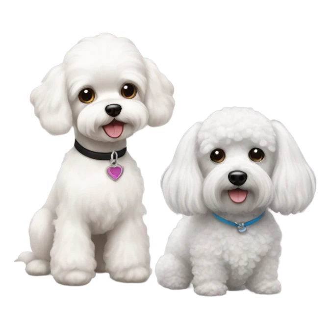 White Maltese and small black poodle sticker