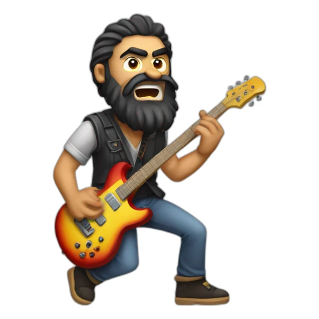 angry Gipsy guy with beard playing electric guitar sticker