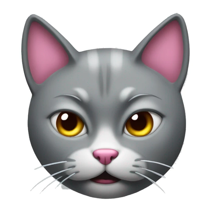 angry grey cat with pink nose sticker