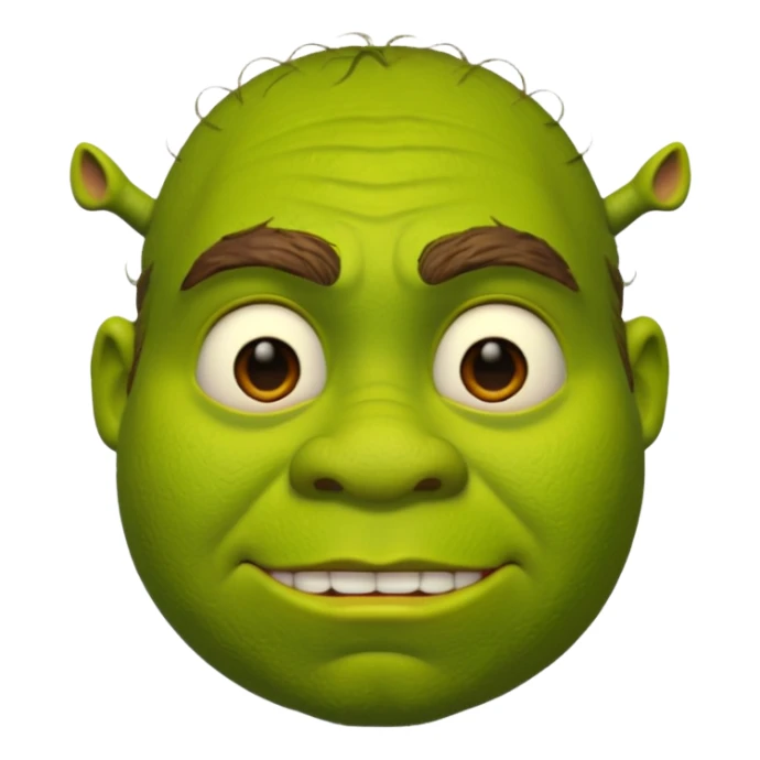Shrek emoji face showing a 🤨 sticker