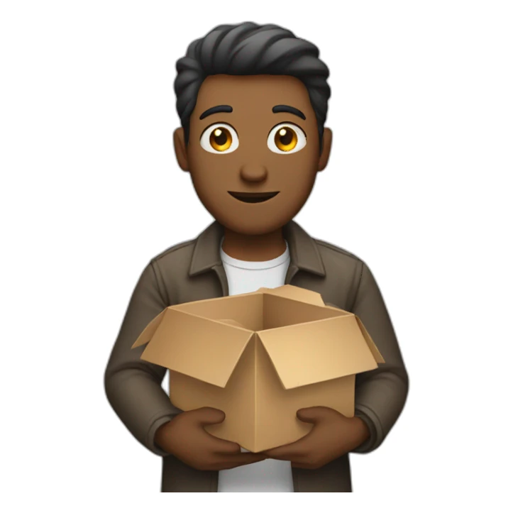 Man with box into the hands sticker