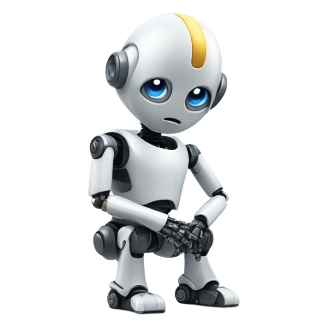 cute robot in the pose of a thinker sticker