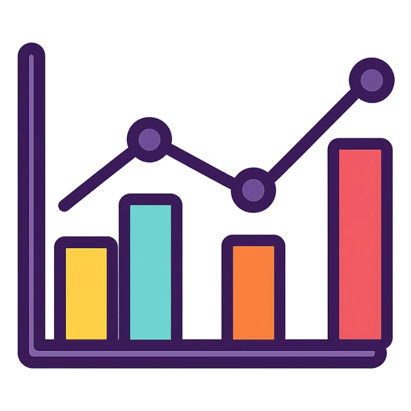 A structured data icon representing a graph, clean and modern design, suitable for digital interfaces, purple as main color. sticker