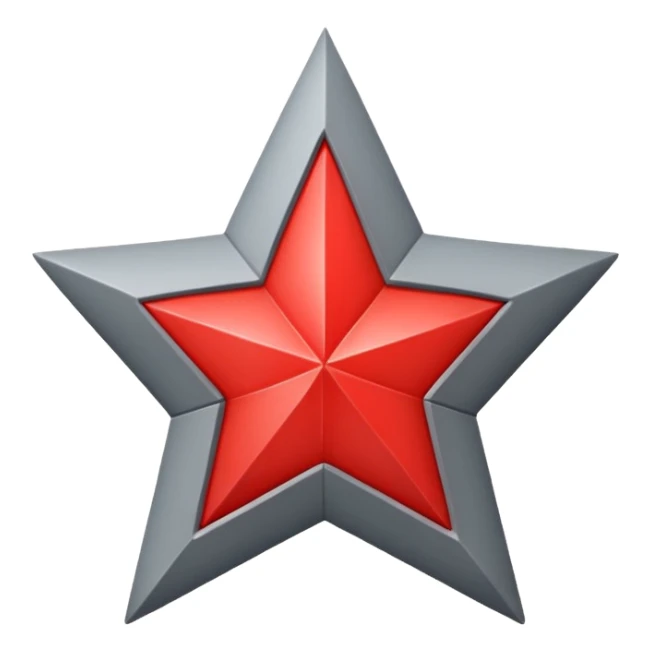  2d Grey star with red star on inside sticker
