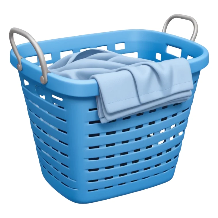 white LAUNDRY BASKET WITH FOLDED blue CLOTHES sticker