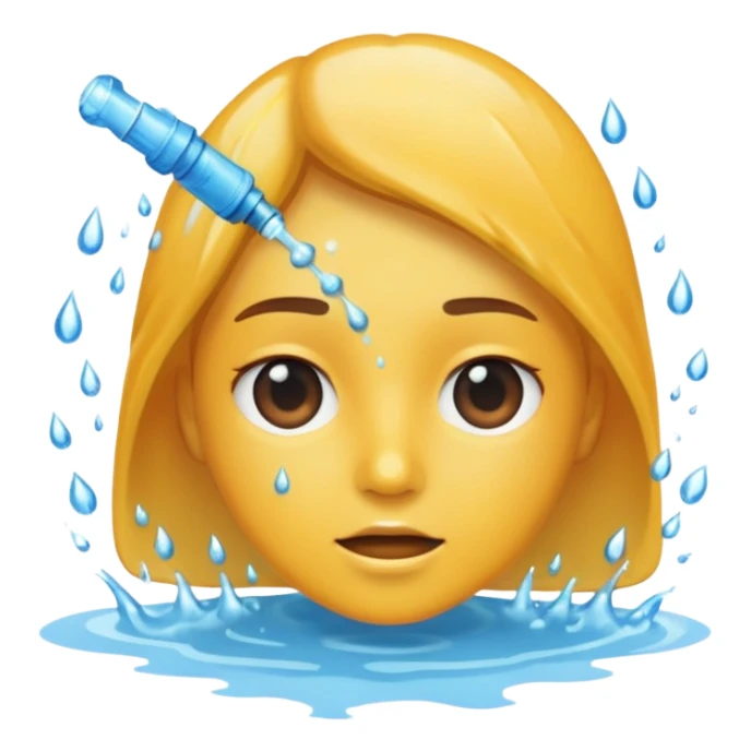 Water being sprayed all over face sticker