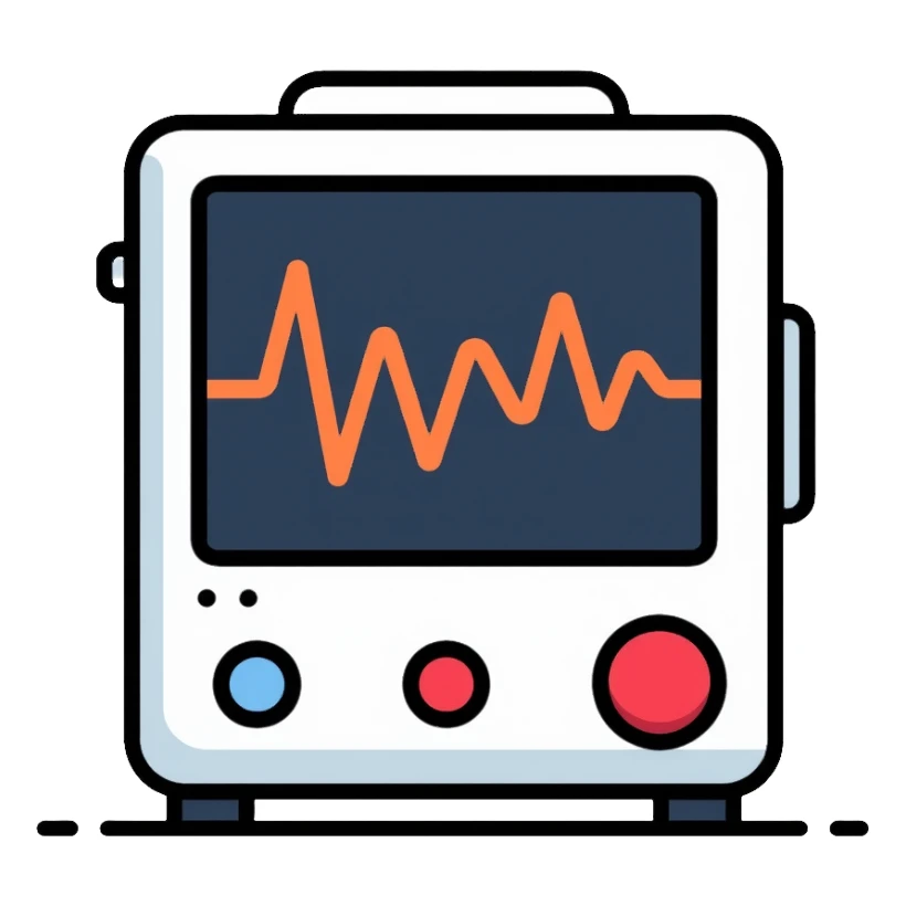 Medical EKG machine with heart rhythm display sticker