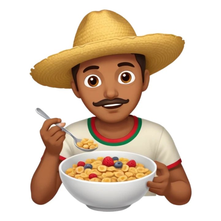 Mexican man with cereal sticker